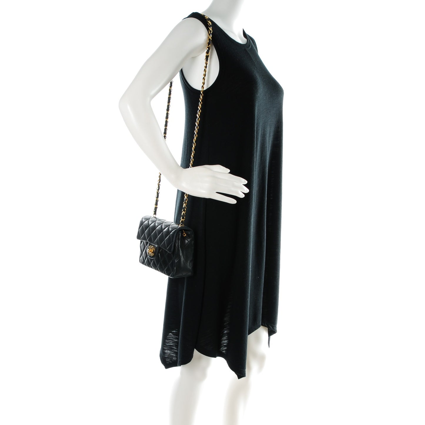 Lambskin Quilted Mini Square Flap Black