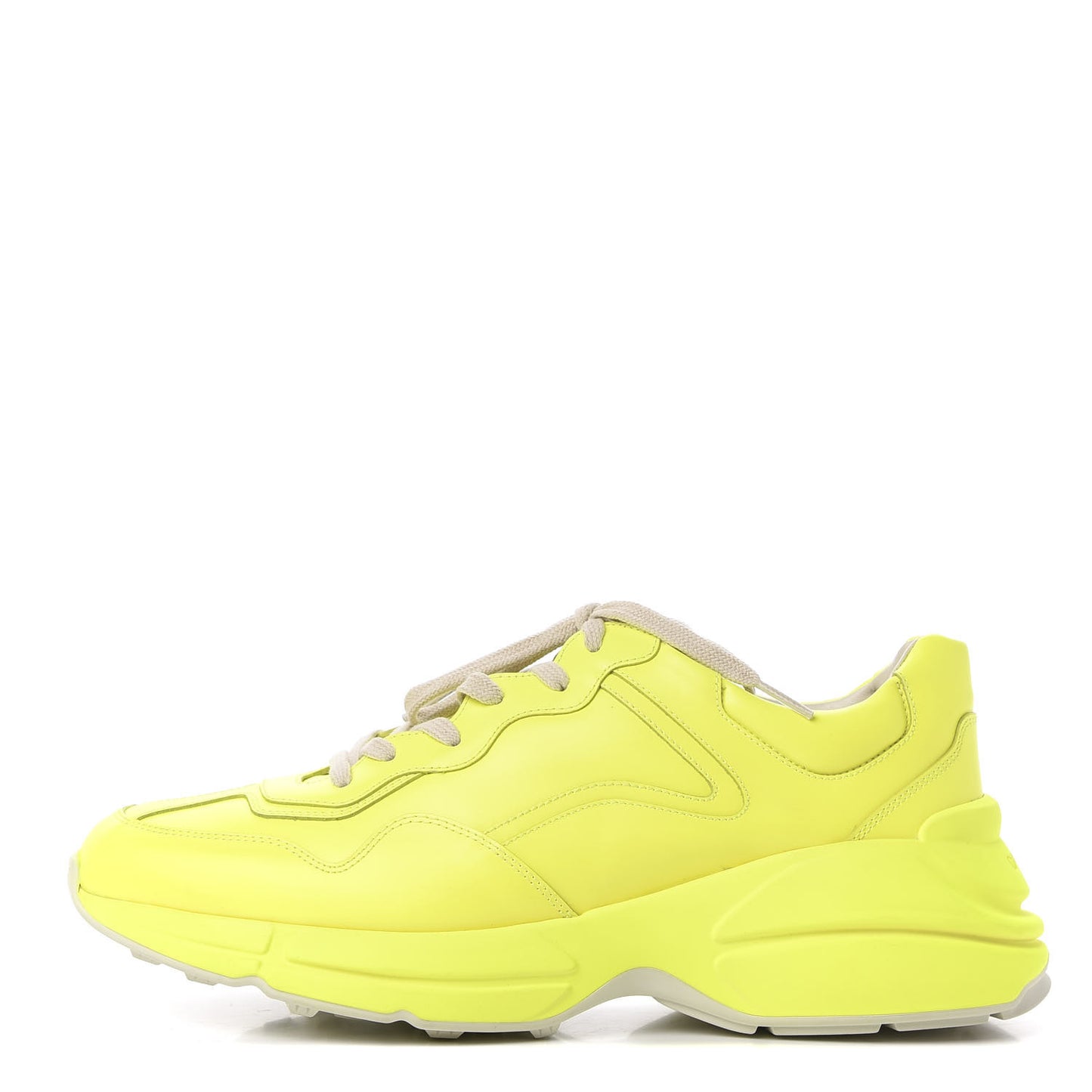 Calfskin Mens Rhyton Sneakers 8 Yellow Fluo
