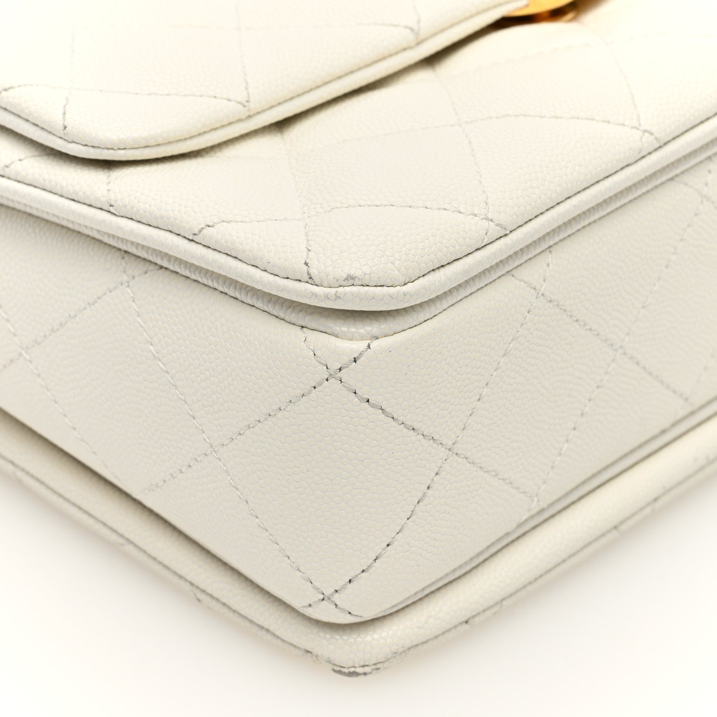 Caviar Quilted Coco First Flap White