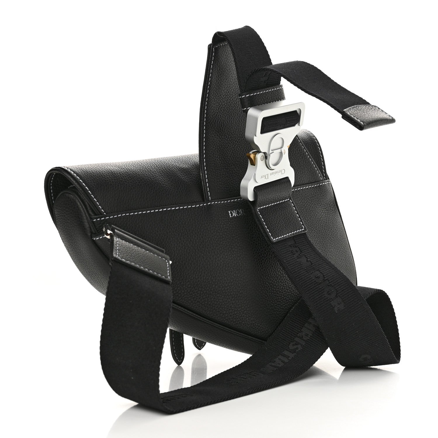 Christian Dior Grained Calfskin Mens Saddle Bag Black 3 of 11