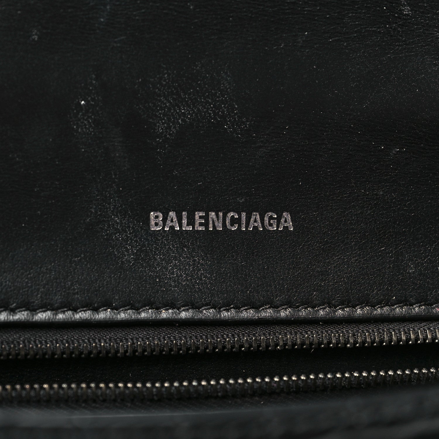 Balenciaga Shiny Calfskin Monochrome Crocodile Embossed Small Hourglass Top Handle Bag Black 6 of 11