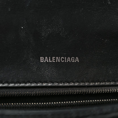 Balenciaga Shiny Calfskin Monochrome Crocodile Embossed Small Hourglass Top Handle Bag Black 6 of 11