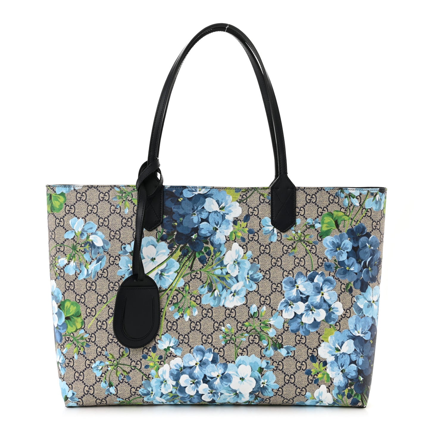 GG Supreme Monogram Blooms Medium Reversible Tote Beige Blue Navy