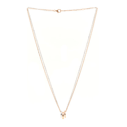 Cartier 18K White Pink Gold Diamond Three Ring LOVE Necklace 3 of 4
