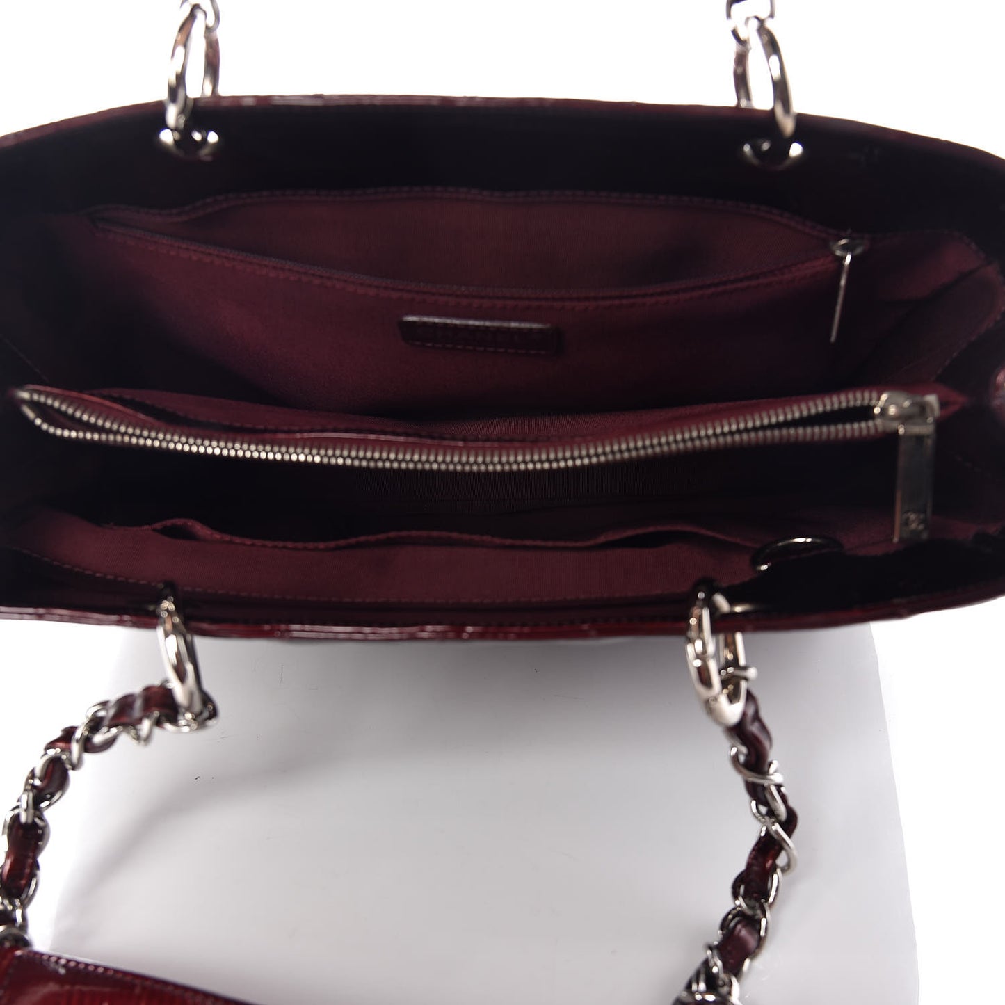 Patent Quilted Grand Shopping Tote GST Dark Bordeaux