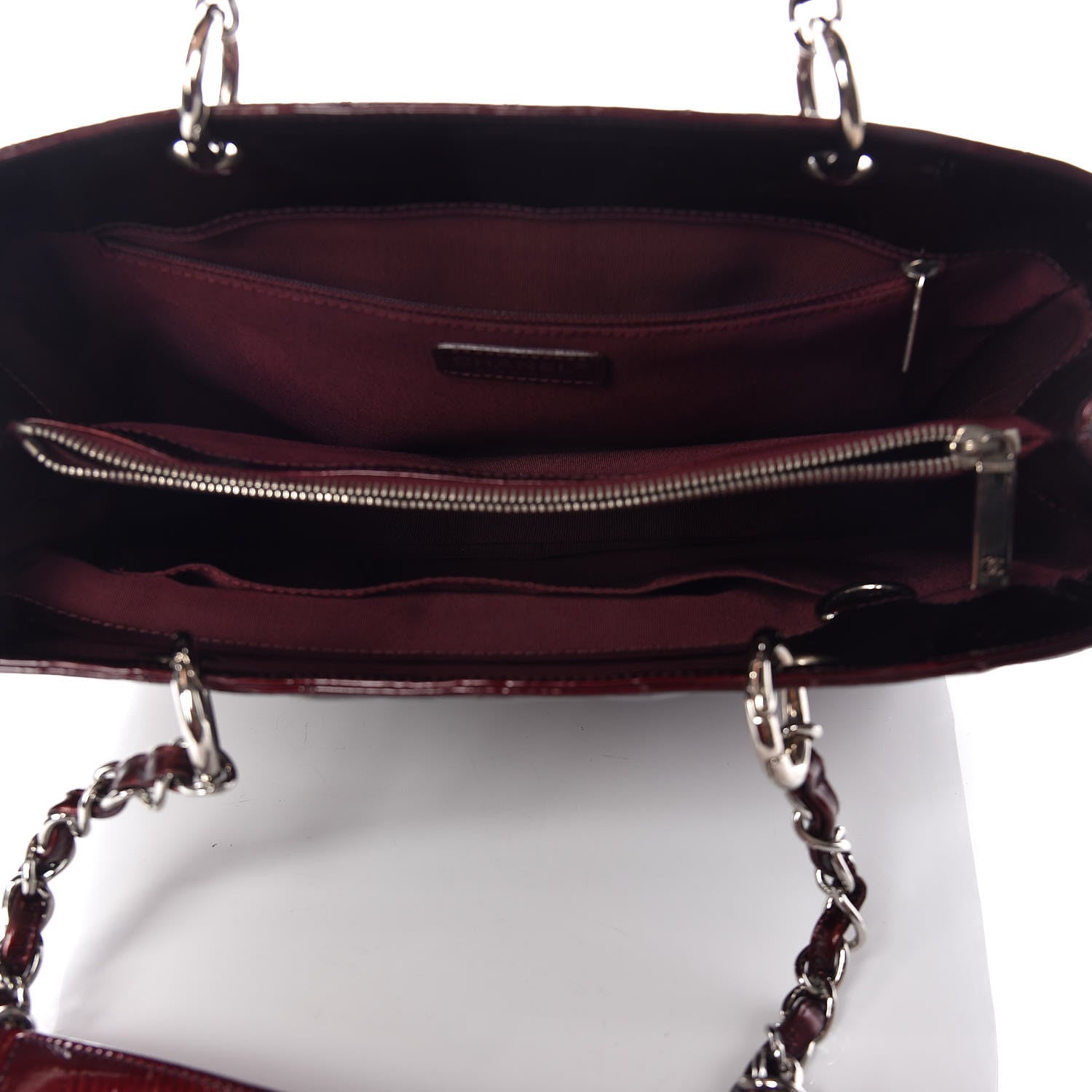 Chanel Patent Quilted Grand Shopping Tote GST Dark Bordeaux 7 of 17