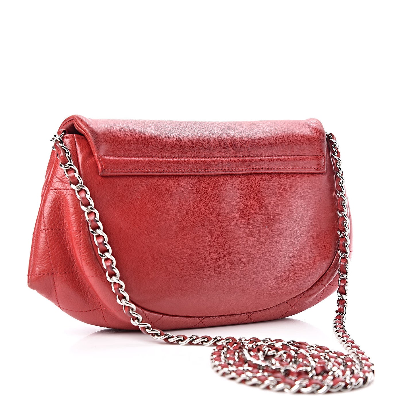 Lambskin Half Moon Wallet On Chain WOC Red