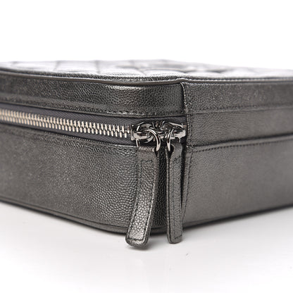 Chanel Metallic Caviar Quilted Medium CC Filigree Vanity Case Dark Silver 7 of 10