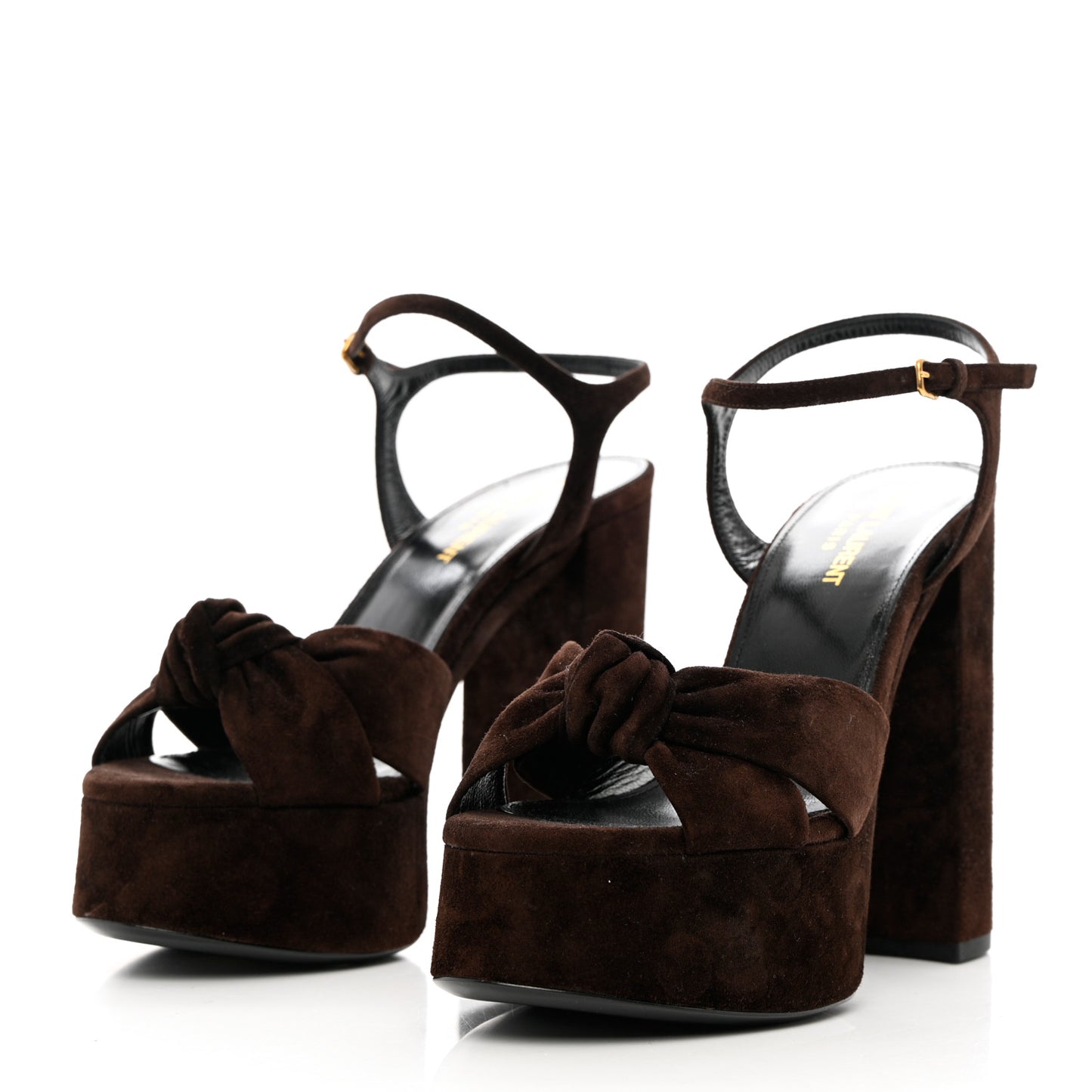 Suede Bianca 85 Platform Sandals 38.5 Brown