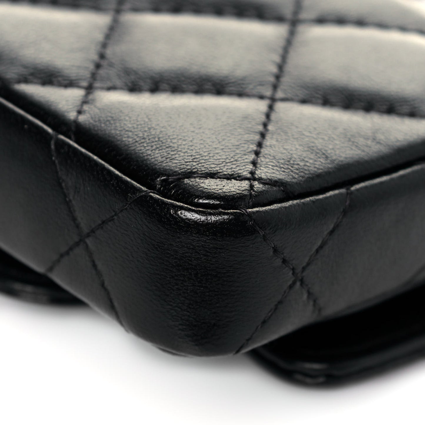 Lambskin Quilted Mini Chain Belt Bag Black