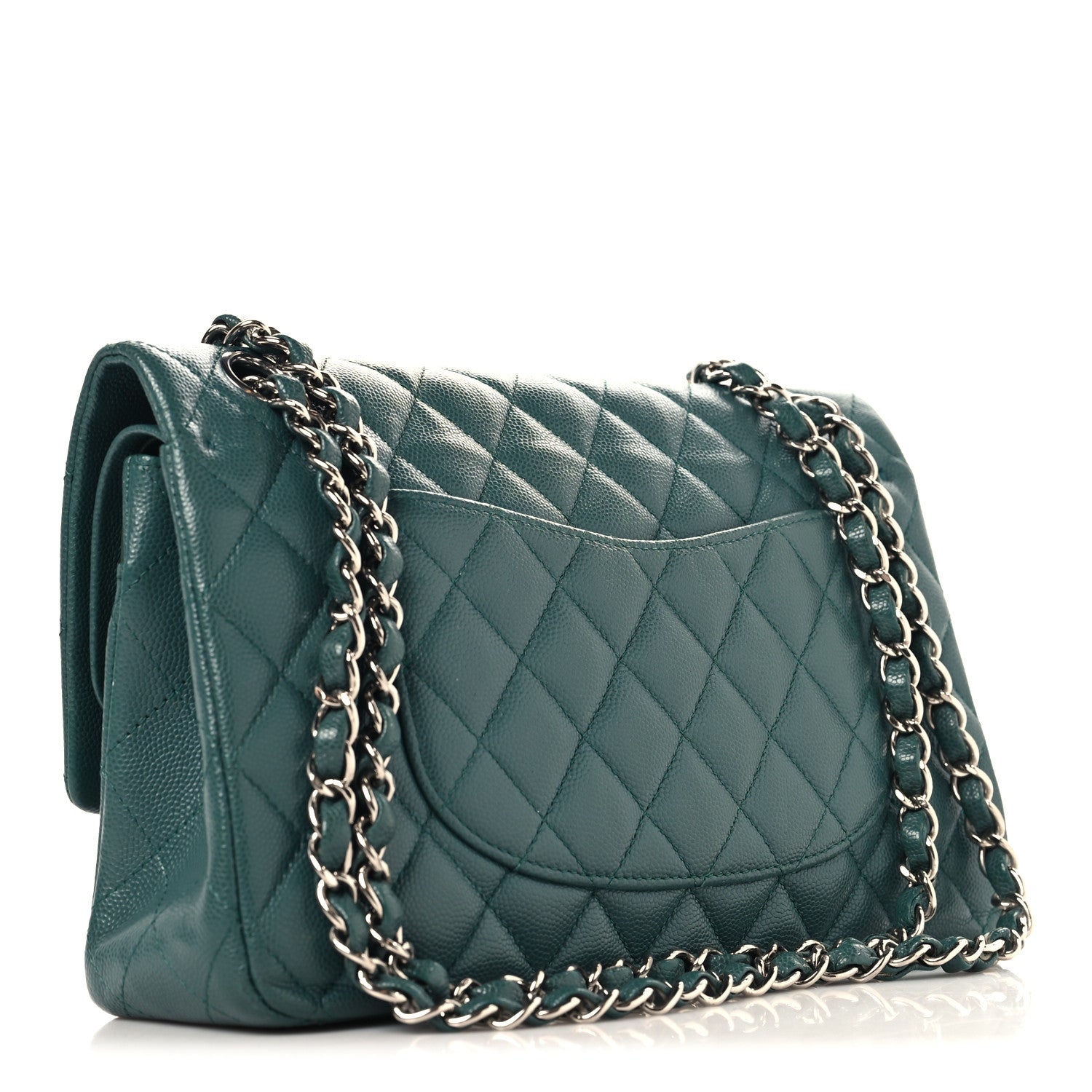 Chanel Caviar Quilted Medium Double Flap Green 3 of 10