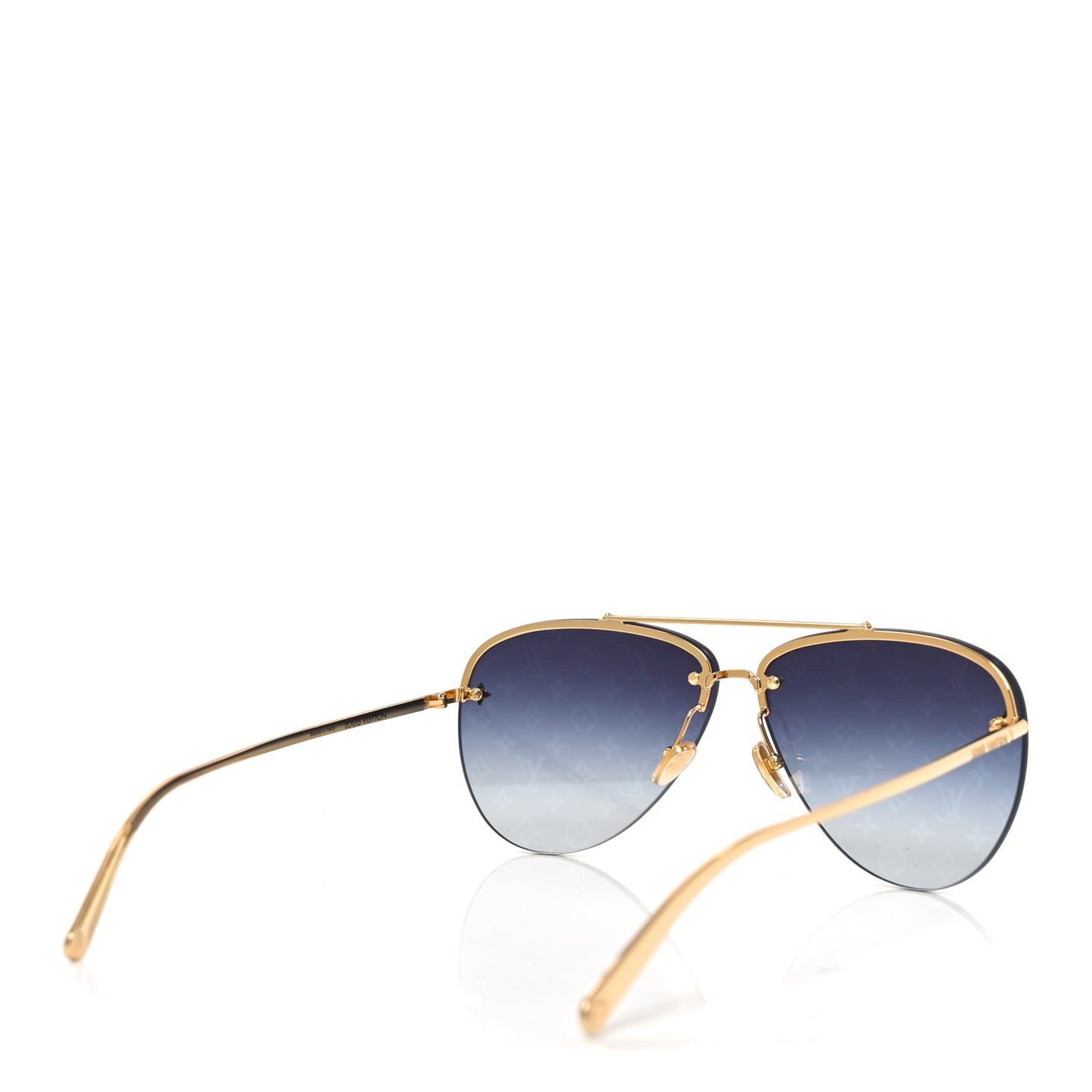 Metal Monogram LV Pilot Light Sunglasses Z1914U Gold Dark Gun