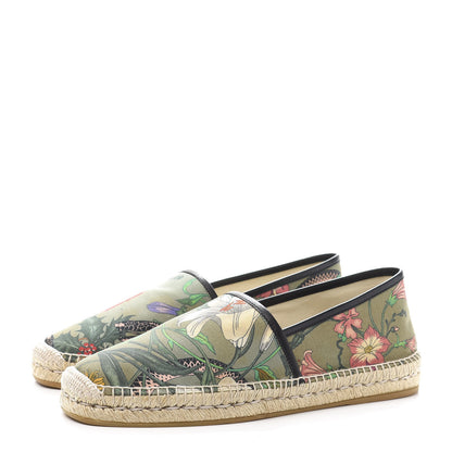 Gucci Canvas Flora Snake Print Mens Espadrilles 10.5 Militare Multicolor Black 3 of 9