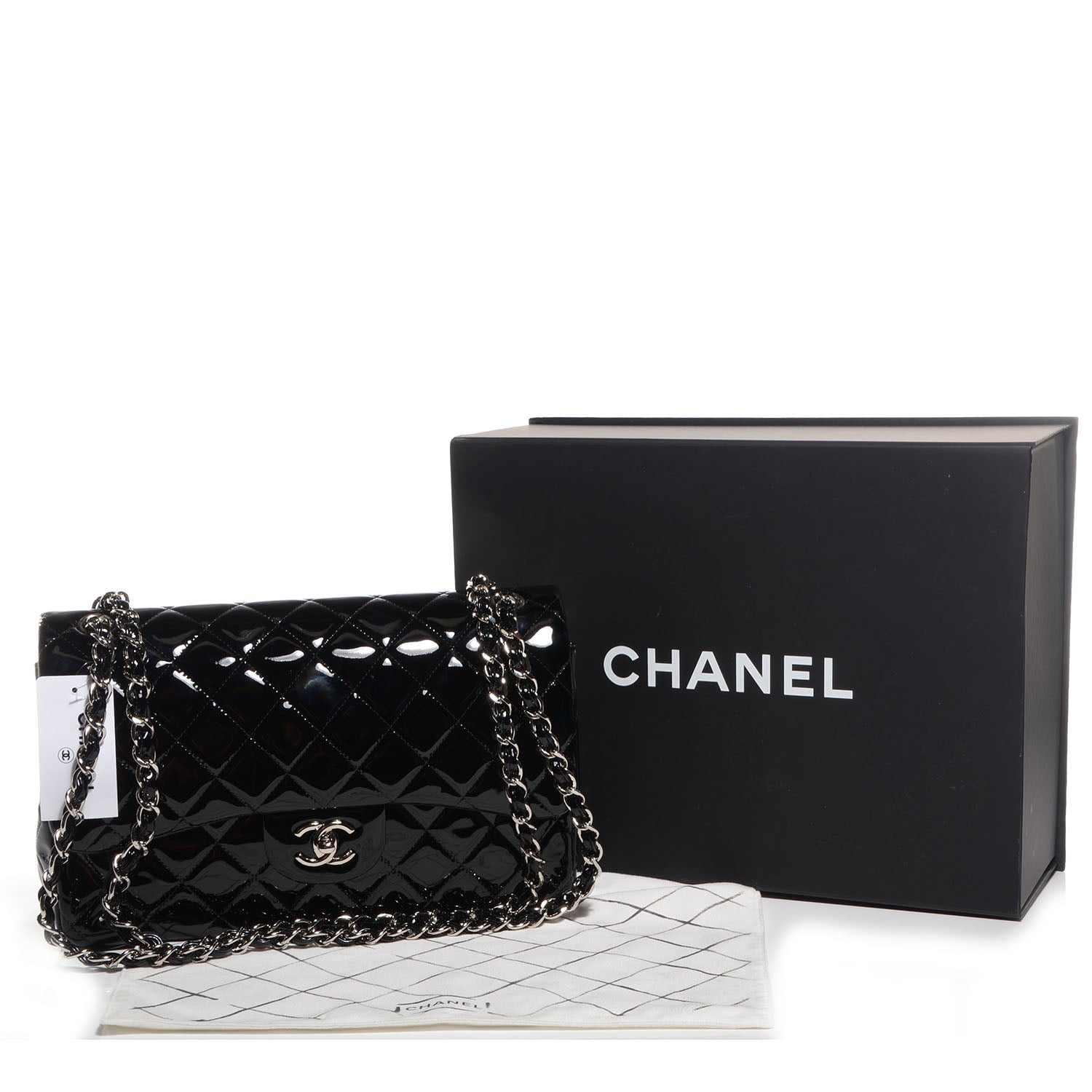 Chanel Patent Quilted Jumbo Double Flap Black 5 of 9