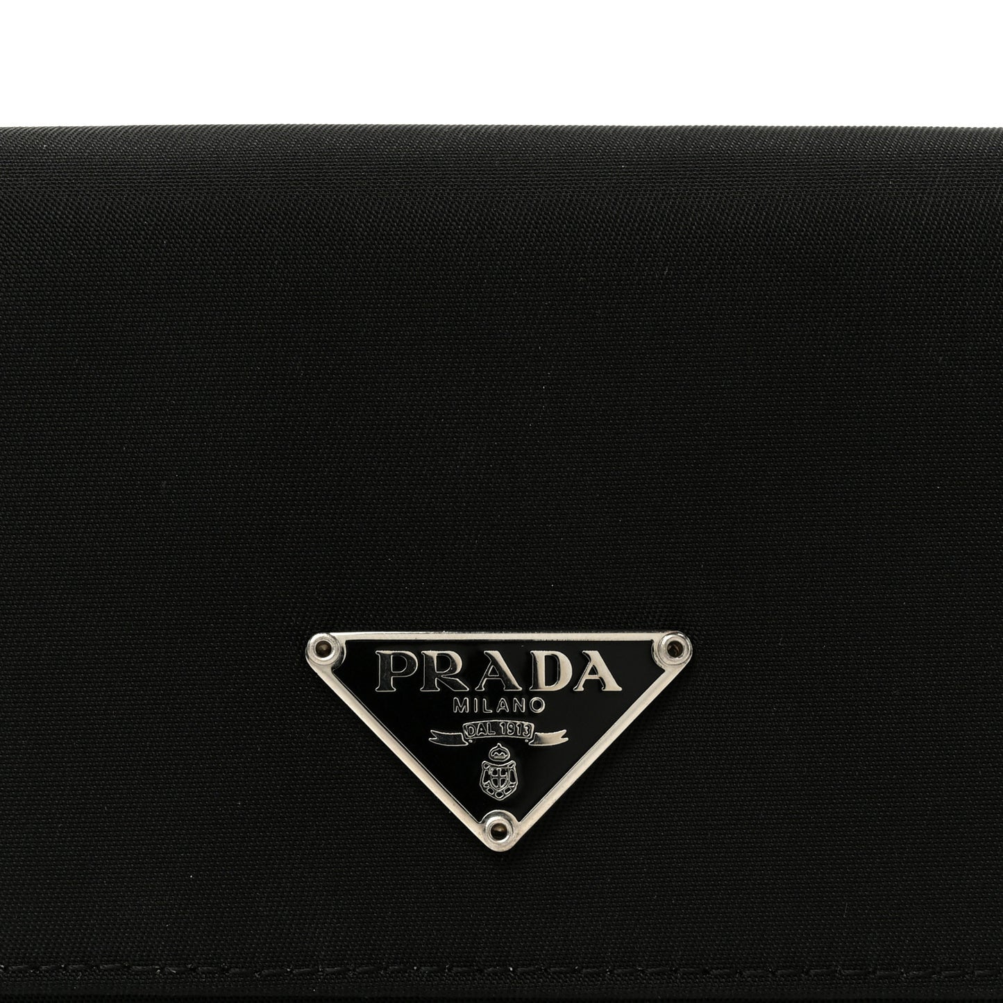 Tessuto Nylon Saffiano Tri-Fold Compact Wallet Black