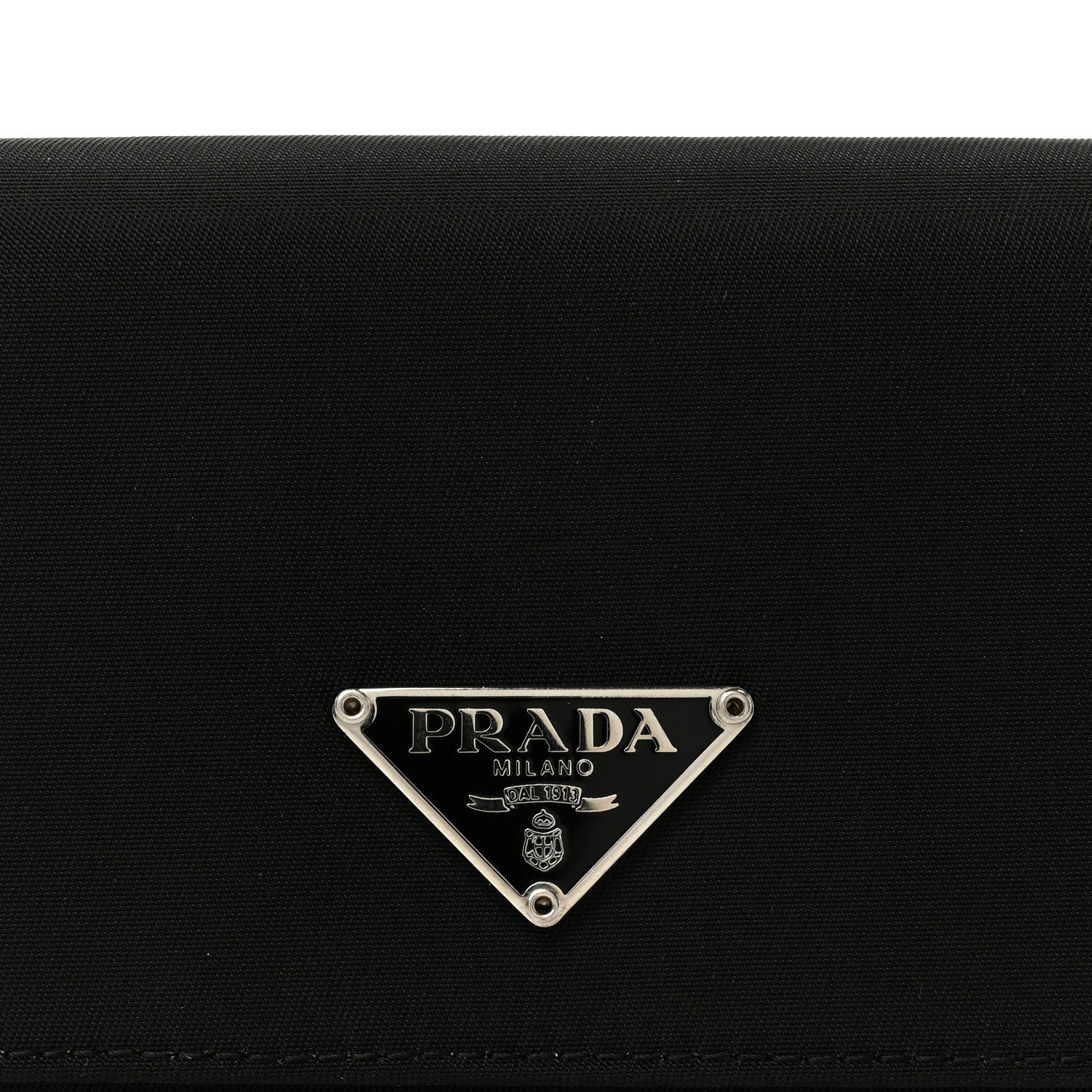 Prada Tessuto Nylon Saffiano Tri-Fold Compact Wallet Black 8 of 8