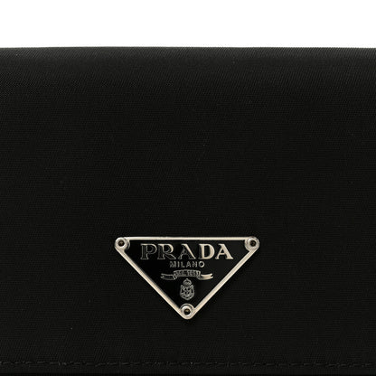 Prada Tessuto Nylon Saffiano Tri-Fold Compact Wallet Black 8 of 8