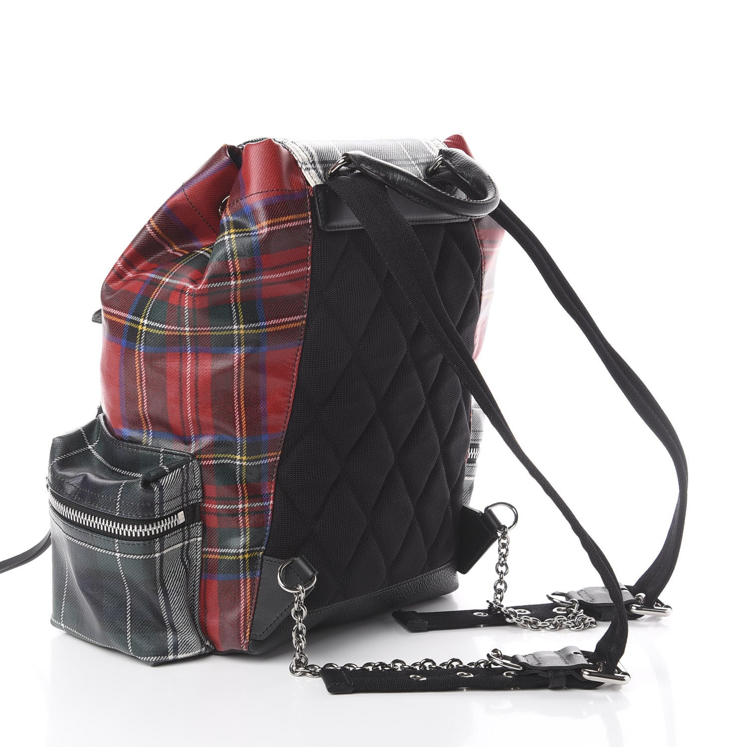 Burberry Laminated Tartan Patchwork Medium Rucksack Backpack Military Red 2 of 9
