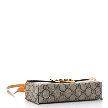 Gucci GG Supreme Monogram New Sakai Calfskin Mini Padlock Top Handle Shoulder Bag Beige Ebony Mystic White Sun Oil 4 of 10