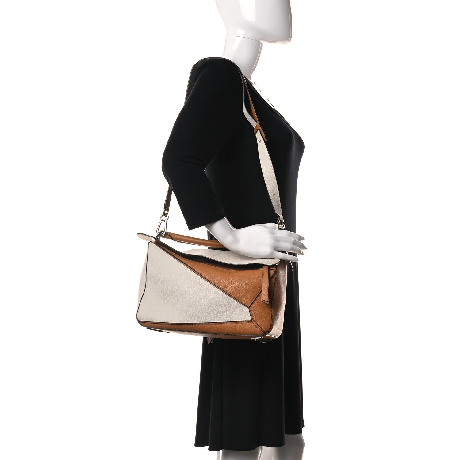 Loewe Calfskin Medium Puzzle Bag Tan Soft White 2 of 15