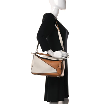 Loewe Calfskin Medium Puzzle Bag Tan Soft White 2 of 15