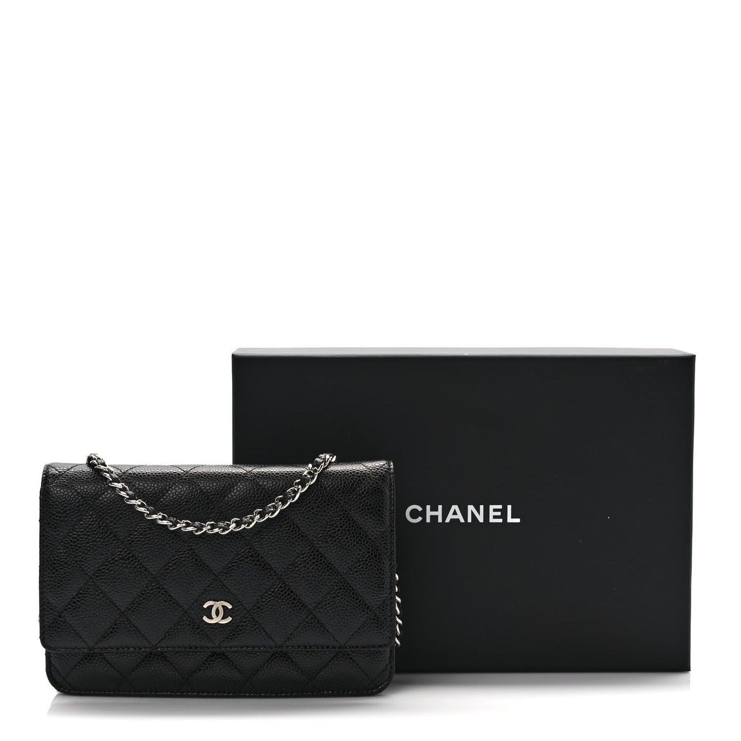 Caviar Quilted Wallet On Chain WOC Black