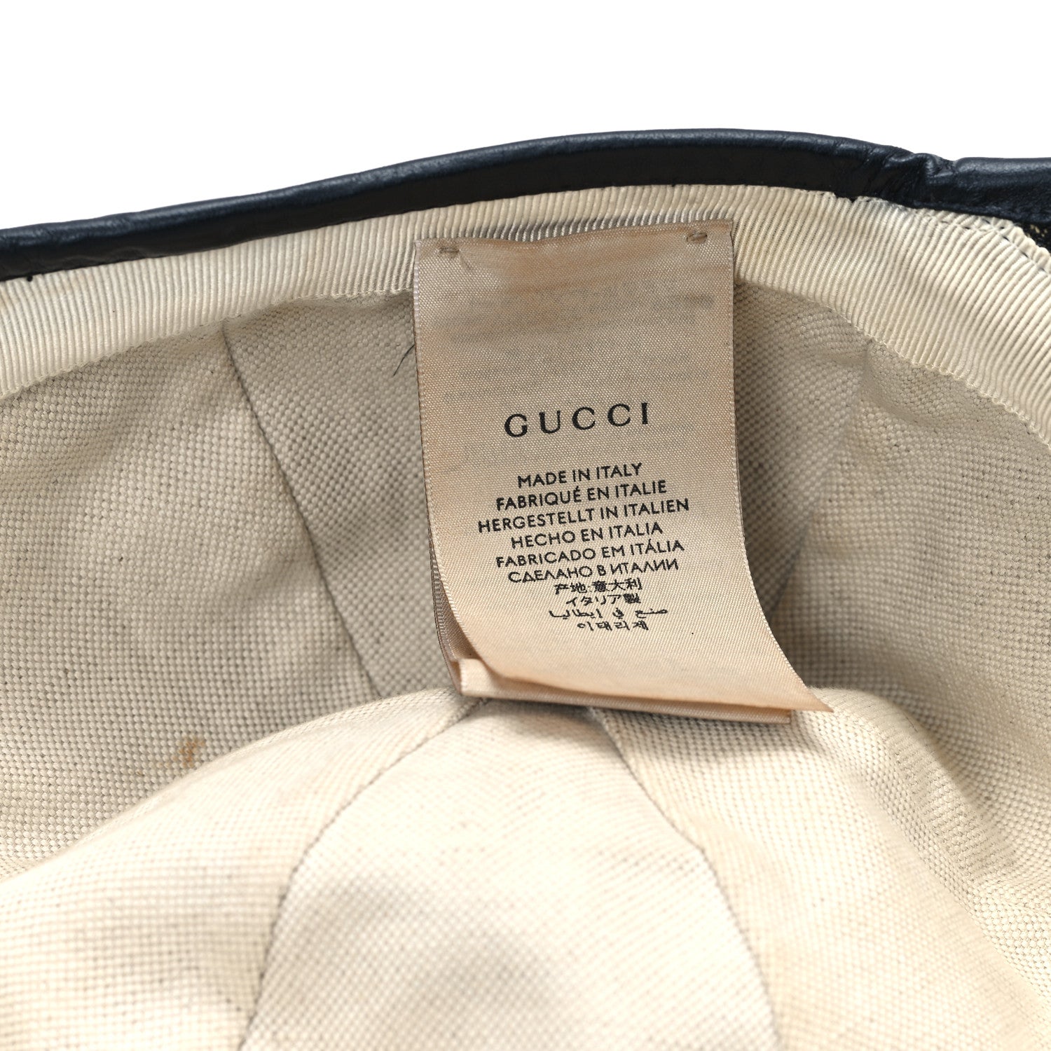 Gucci Denim Calfskin GG Monogram Oscar Baseball Hat M Black Ivory 9 of 11