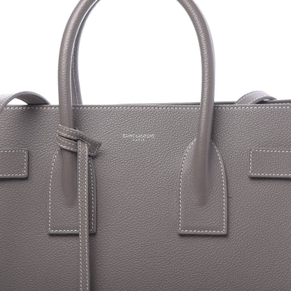 Saint Laurent Grained Calfskin Topstitch Small Sac De Jour Grey 9 of 10