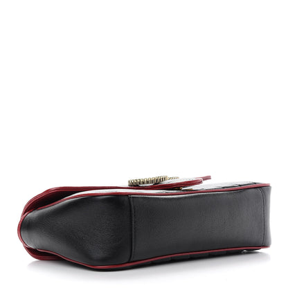 Gucci Vintage Effect Calfskin Matelasse Diagonal Small Torchon GG Marmont Shoulder Bag Black Romantic Cherry 4 of 9