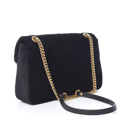 Gucci Velvet Matelasse Medium GG Marmont Shoulder Bag Black 3 of 10