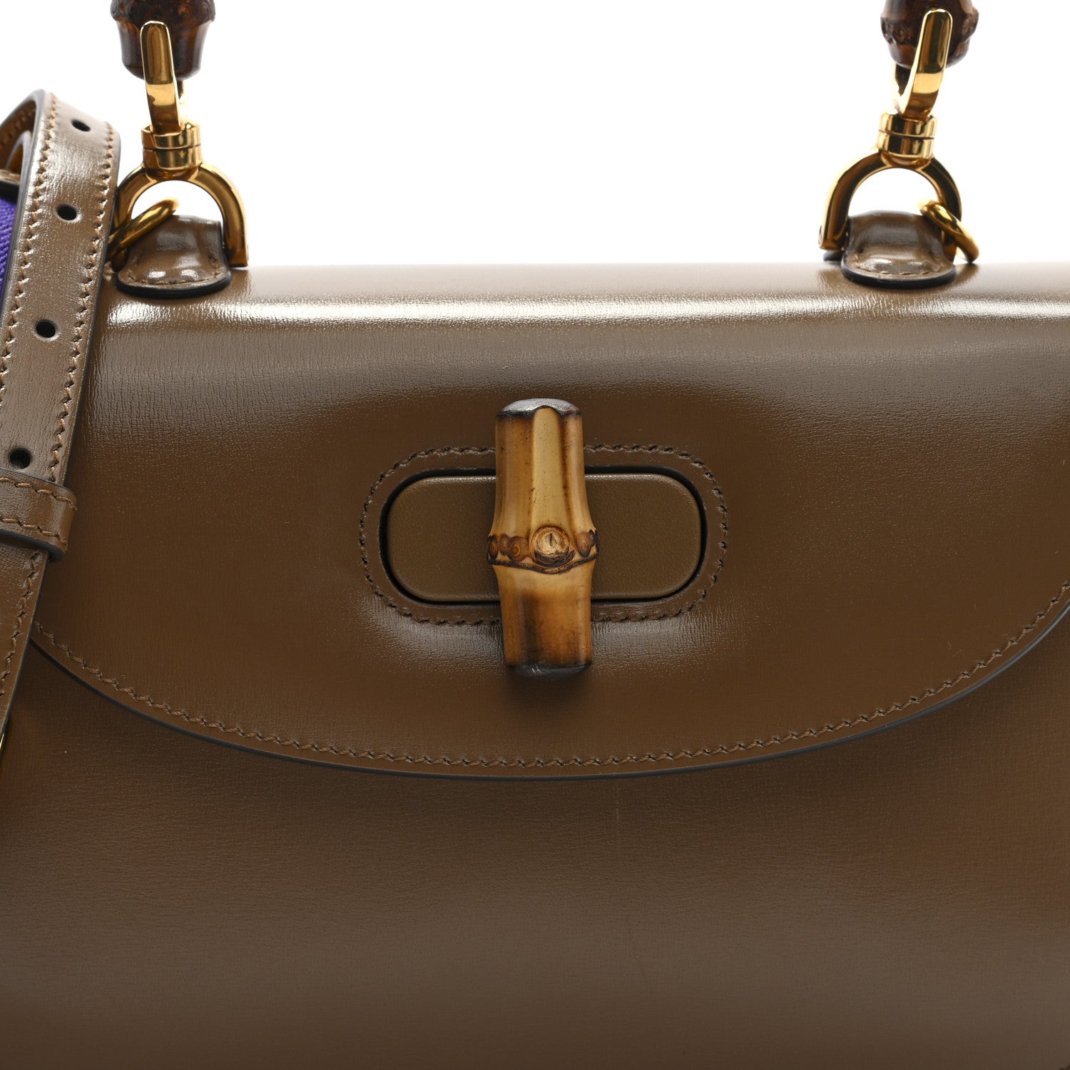 Gucci Boarded Dyana Lux Calfskin Web Small Bamboo 1947 Top Handle Bag Brown 7 of 9