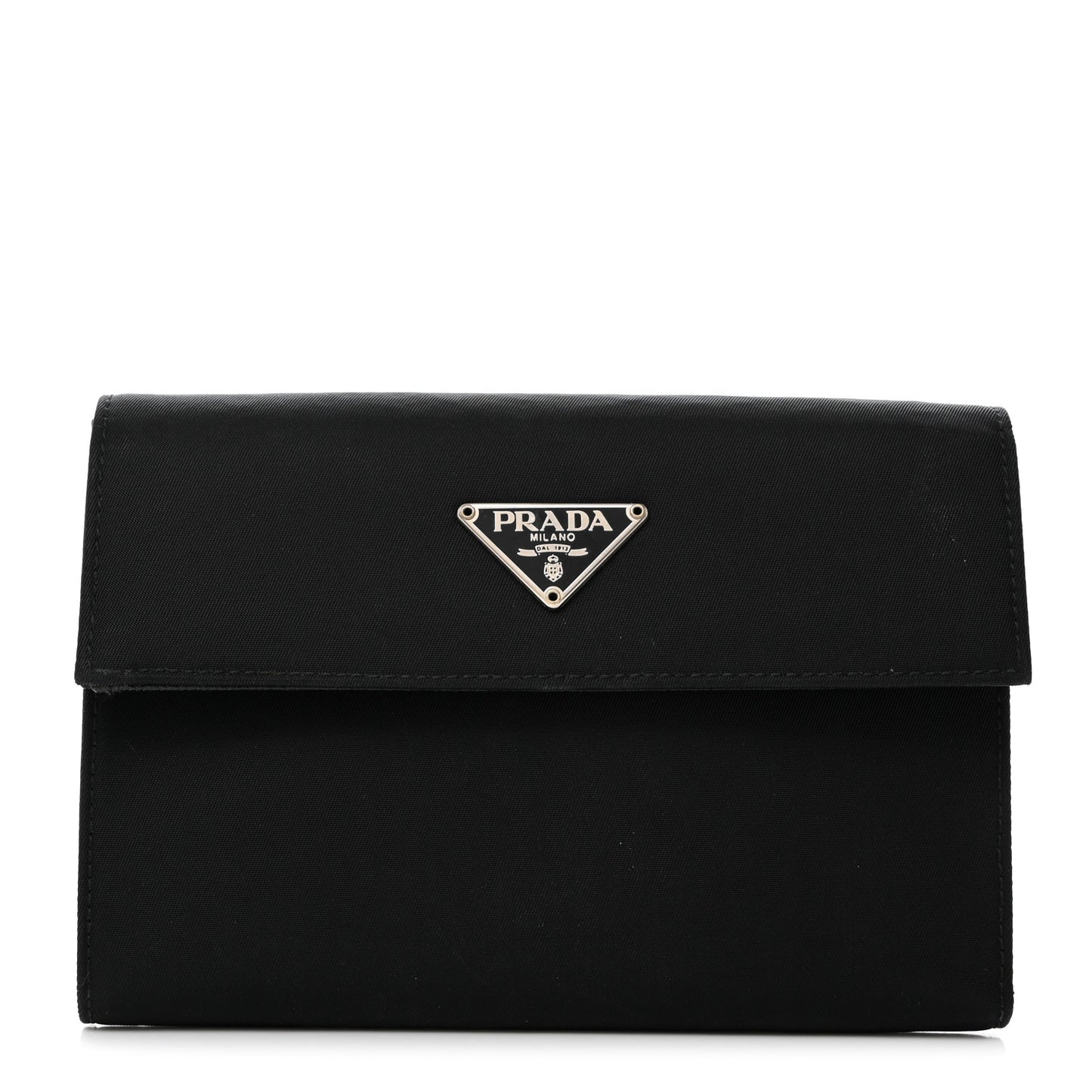 Tessuto Nylon Saffiano Tri-Fold Compact Wallet Black