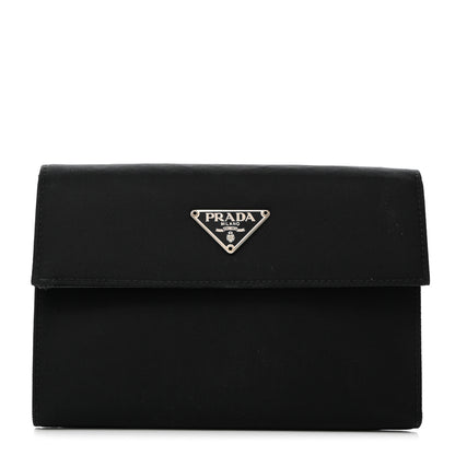 Prada Tessuto Nylon Saffiano Tri-Fold Compact Wallet Black 1 of 8