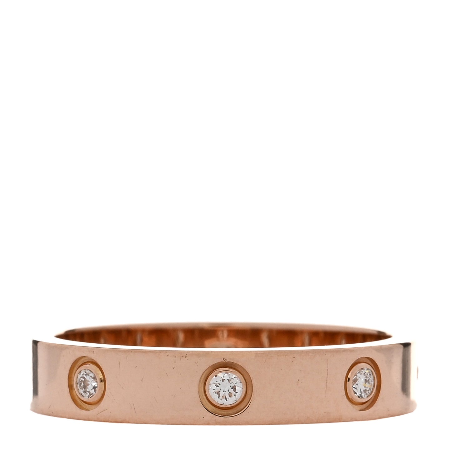 18K Pink Gold 8 Diamond 4mm LOVE Wedding Band Ring 57 8