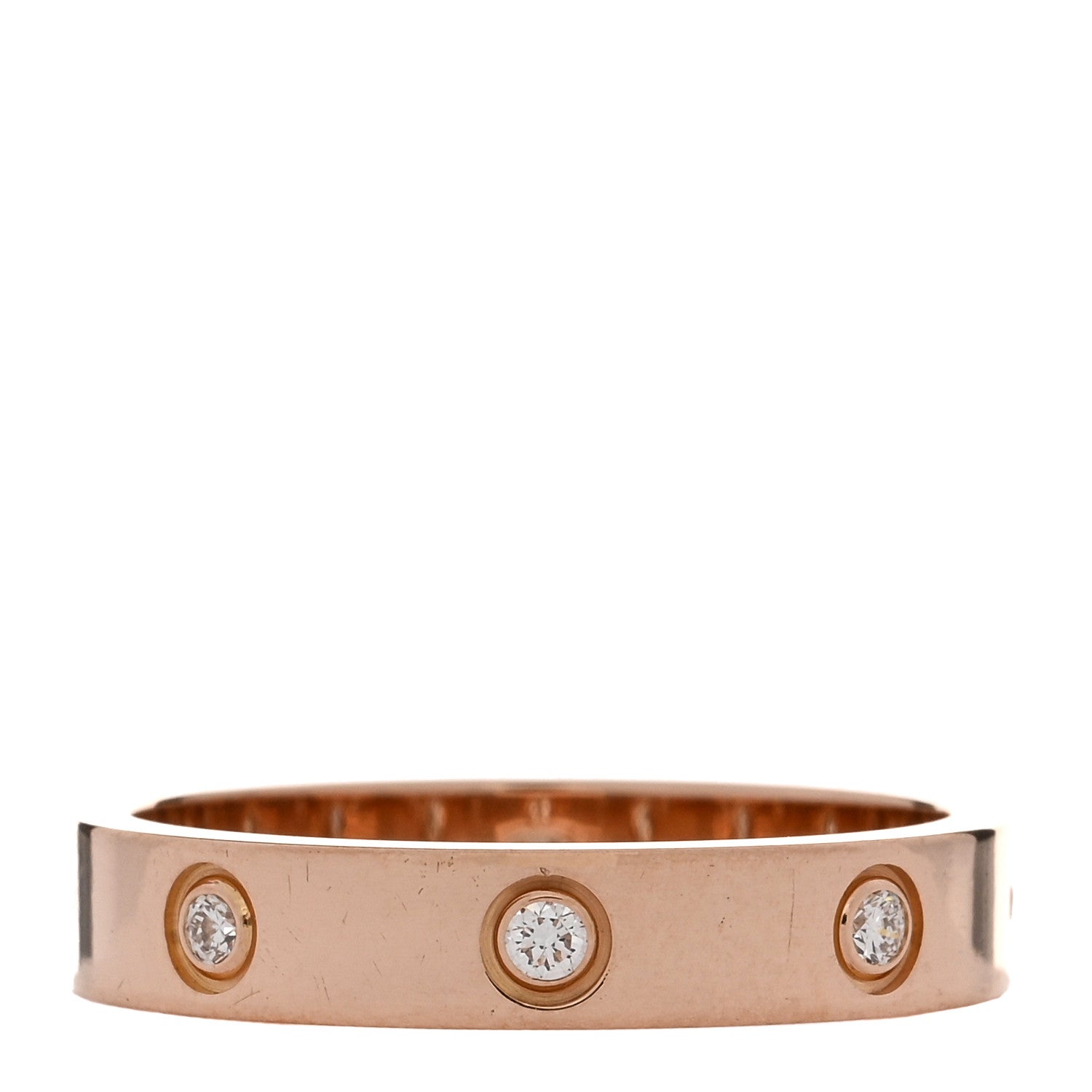 Cartier 18K Pink Gold 8 Diamond 4mm LOVE Wedding Band Ring 57 8 3 of 5