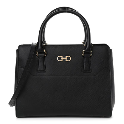 Salvatore Ferragamo Printed Calfskin Beky Tote Black 1 of 11