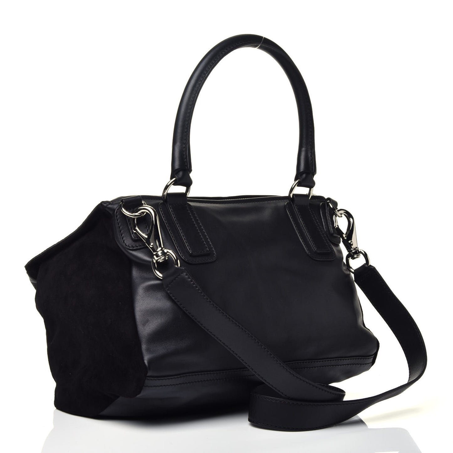 Smooth Calfskin Crocodile Embossed Medium Pandora Black