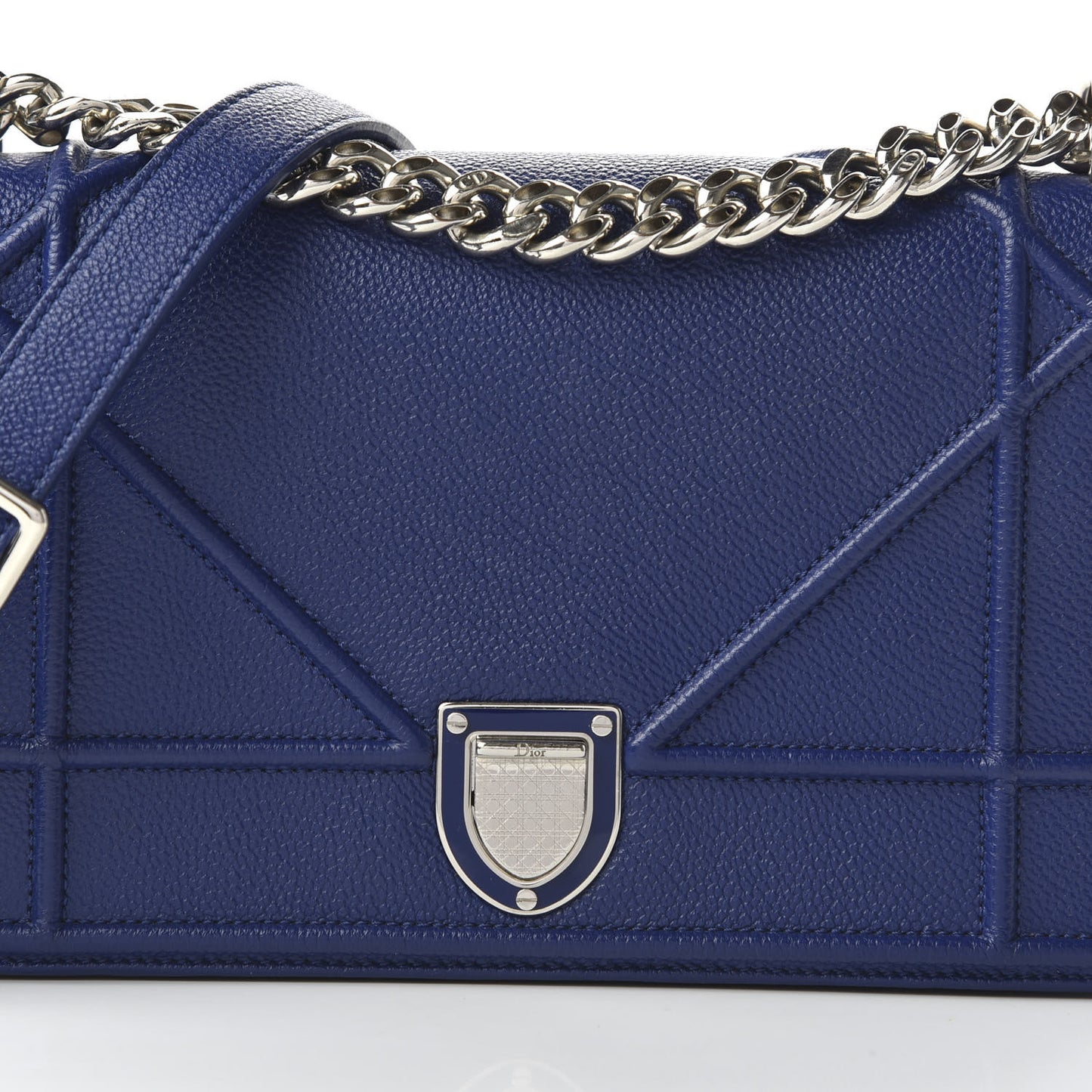 Grained Calfskin Small Diorama Flap Bag Bleu De Minuit