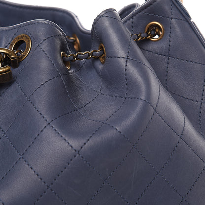 Chanel Calfskin Stitched Large Drawstring CC Bag Blue 14 of 15