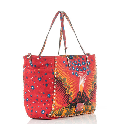 Valentino Garavani Canvas Enchanted Wonderland Medium Rockstud Reversible Tote Rosso 3 of 7