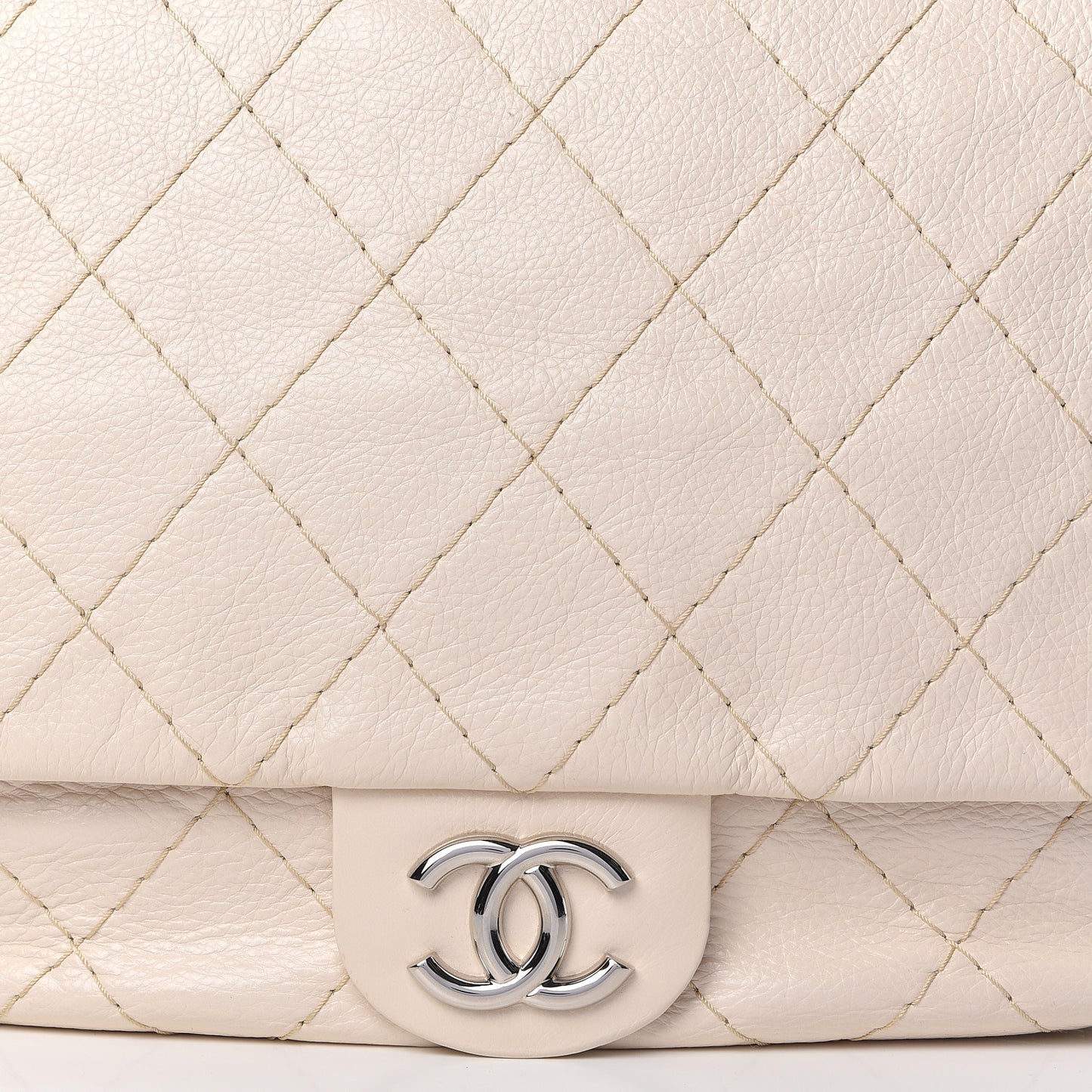 Glazed Calfskin XL On The Road Flap Ivory