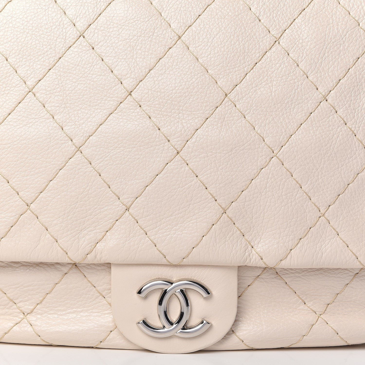 Chanel Glazed Calfskin XL On The Road Flap Ivory 14 of 14