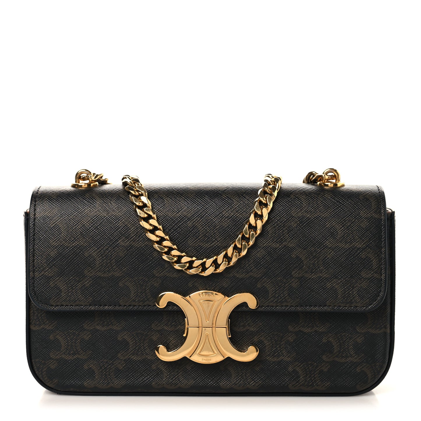 Triomphe Canvas Chain Shoulder Bag Tan