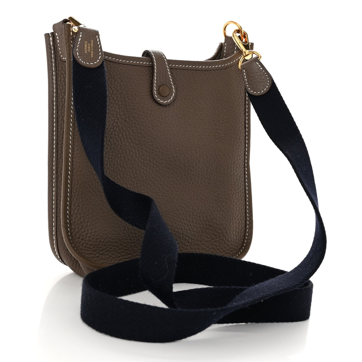 Hermes Taurillon Clemence Amazone Evelyne TPM Etoupe Bleu Indigo 3 of 10