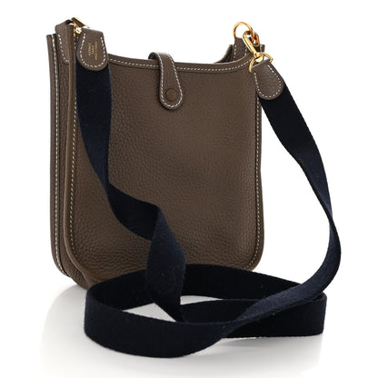 Hermes Taurillon Clemence Amazone Evelyne TPM Etoupe Bleu Indigo 3 of 10