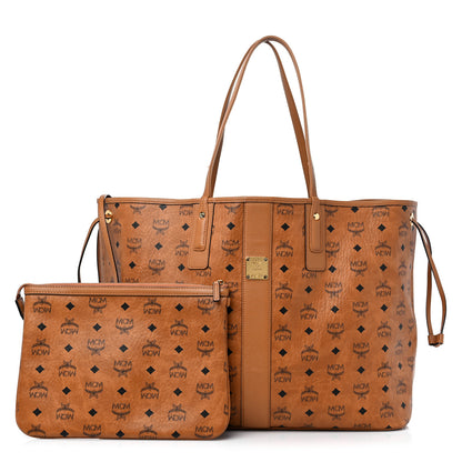 MCM Visetos Large Liz Reversible Shopper Tote Cognac 1 of 17