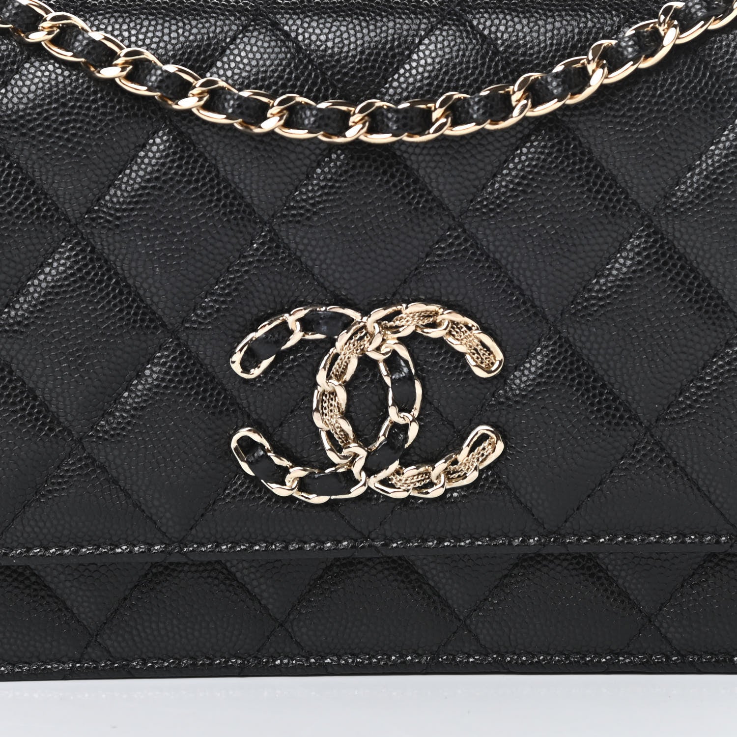 Chanel Caviar Quilted French New Wave Chain CC Wallet On Chain WOC Black 9 of 12