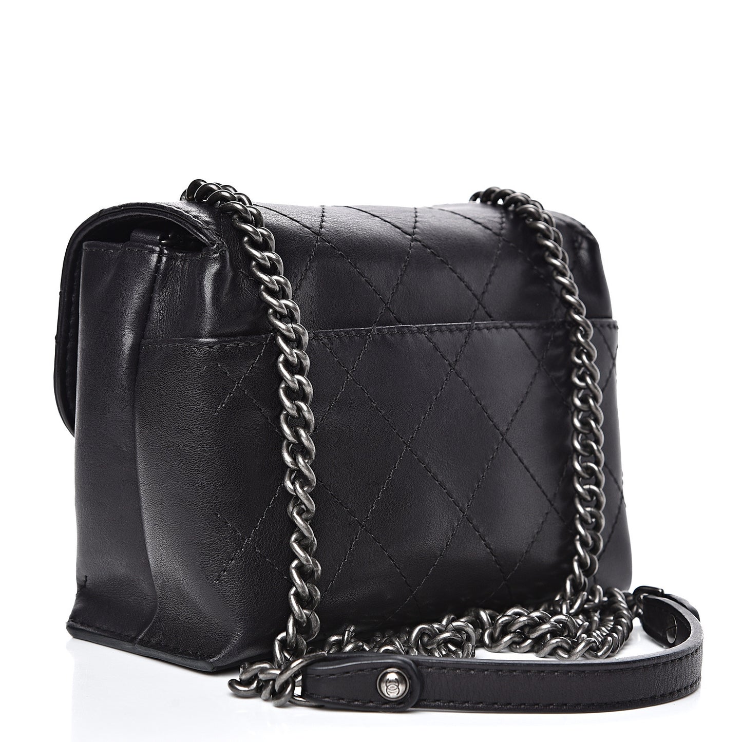 Calfskin Stitched Small Crossbody Flap Black