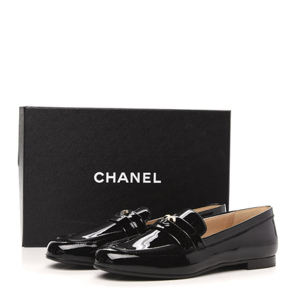 Chanel Patent Calfskin CC Mocassin Loafers 38.5 Black 9 of 9
