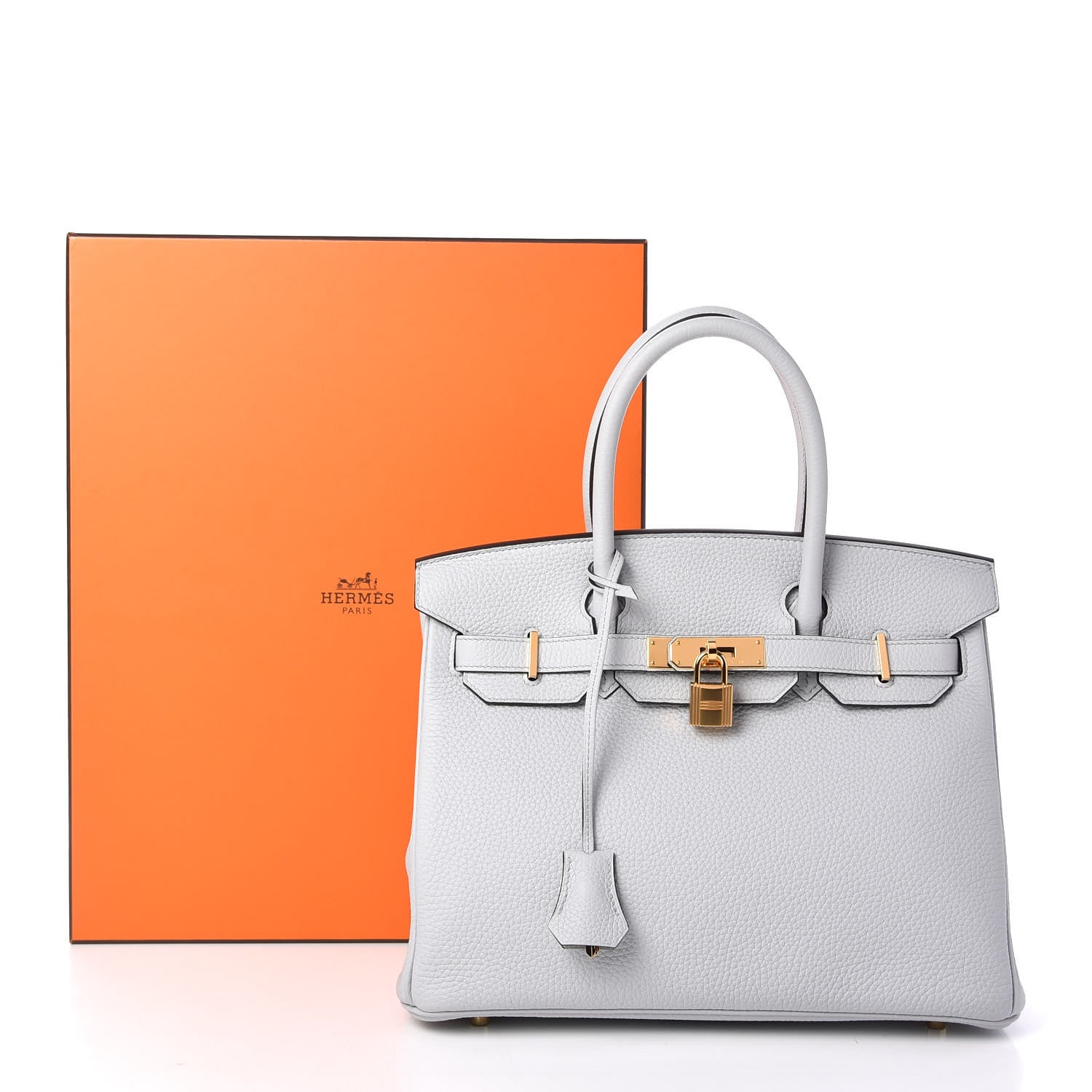 Hermes Taurillon Clemence Birkin 30 Bleu Pale 11 of 11